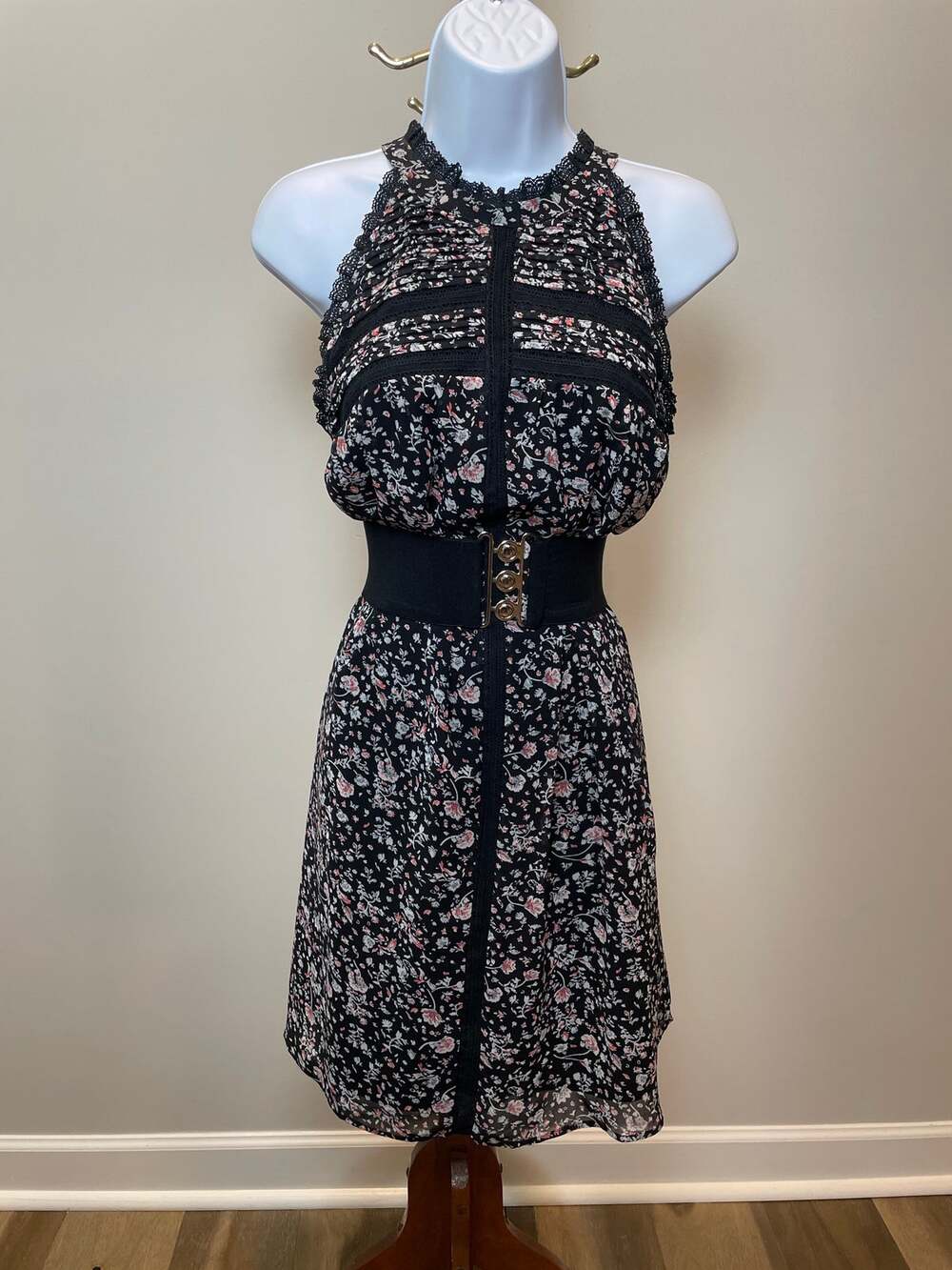 Anthropologie Daniel Rainn Dress Black Floral Chiffon Lace Size M New With Tag